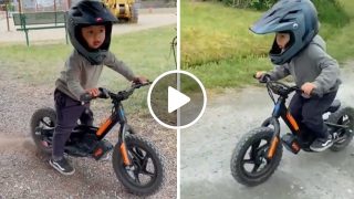 Гледайте как този сладур кара мотоциклет